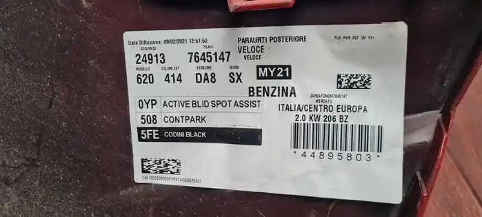 Alfa Romeo Giulia Veloce Zderzak Tył Tylny PDC