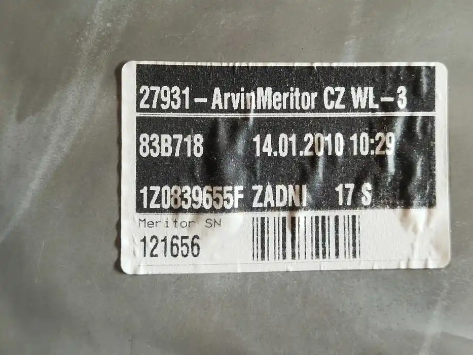 Mechanizm Podnoszenia Szyby P.T Skoda Octavia II FL HB 1Z0.839.655F