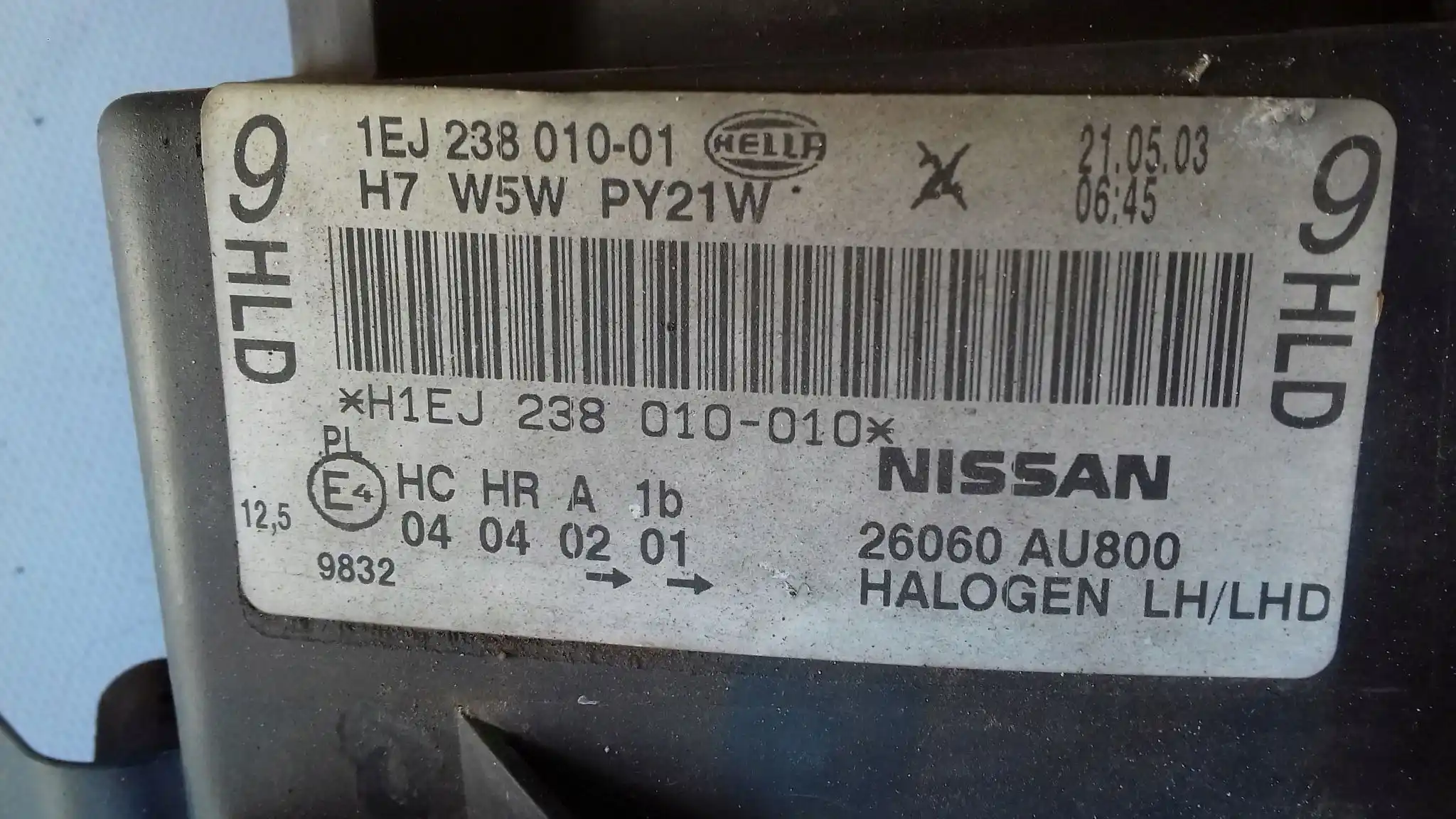 LAMPA LEWY PRZÓD PRZEDNIA 26060AU800 NISSAN PRIMERA P12 02-07