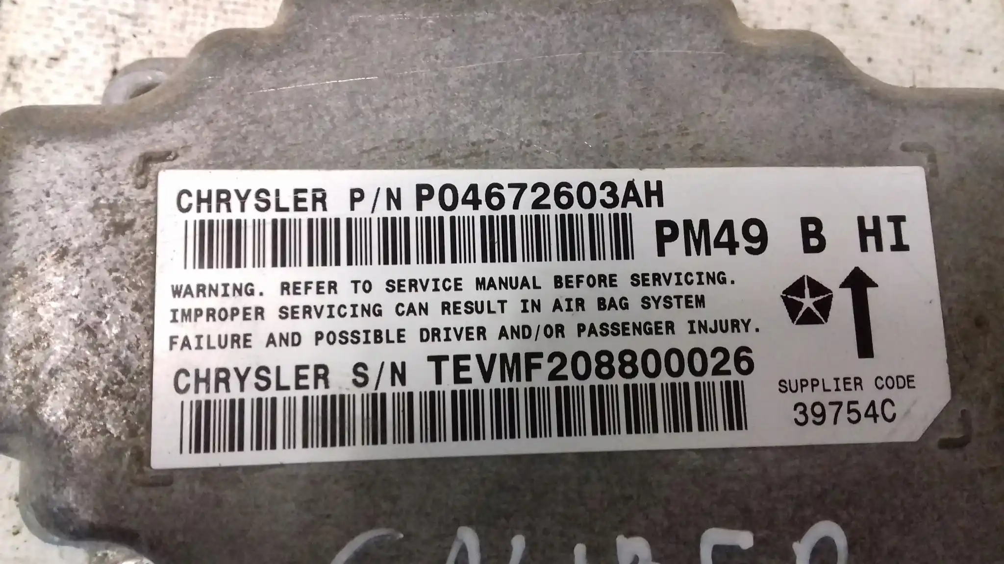 MODUŁ AIRBAG PODUSZEK POWIETRZNYCH P04672603AH DODGE CALIBER 06- CHRYSLER