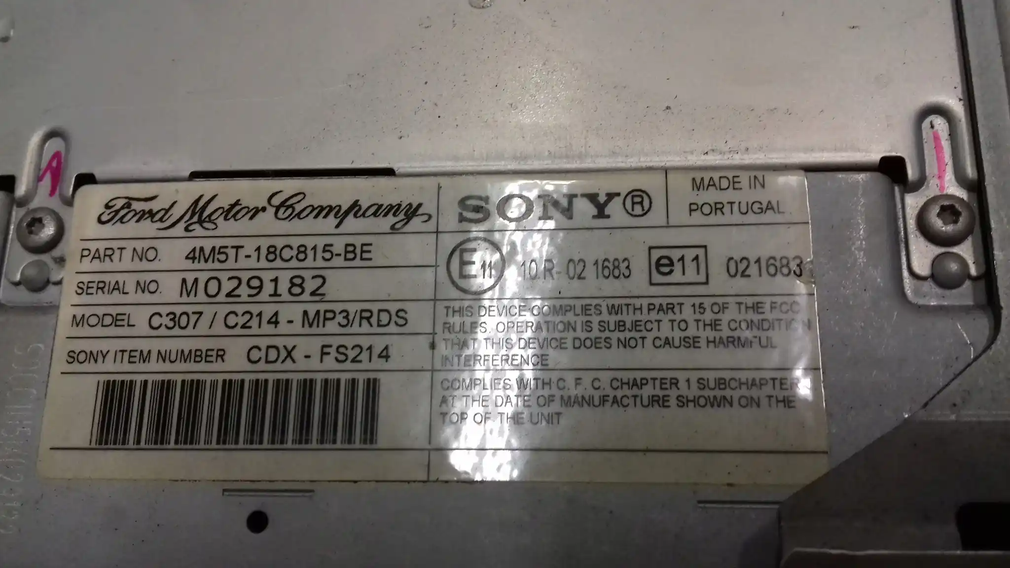 RADIO RADIOODTWARZACZ CD 4M5T18C815BE FORD C-MAX MK1 03-
