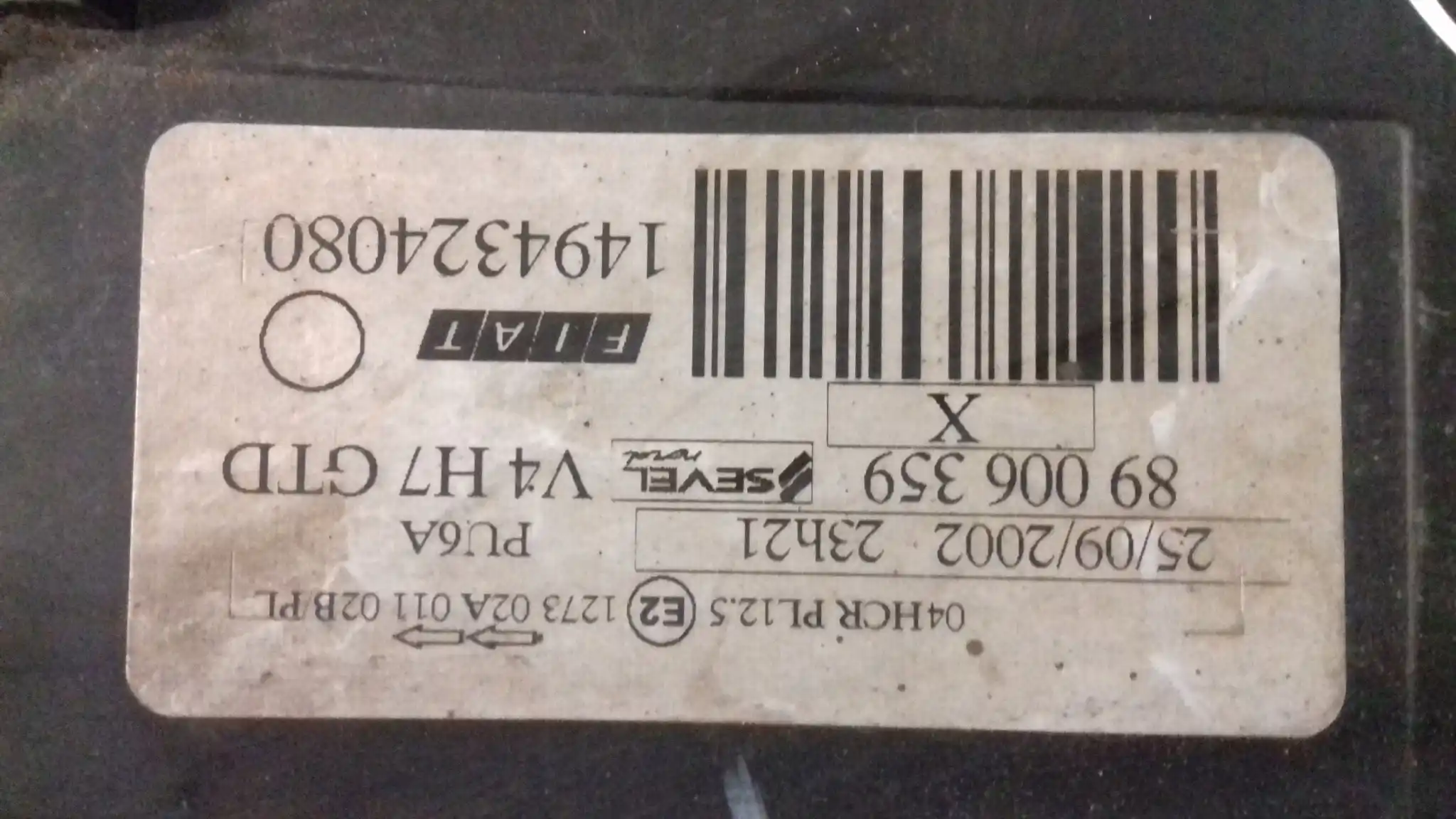 LAMPA LEWY PRZÓD PRZEDNIA 1494324080 FIAT ULYSSE II 02-10