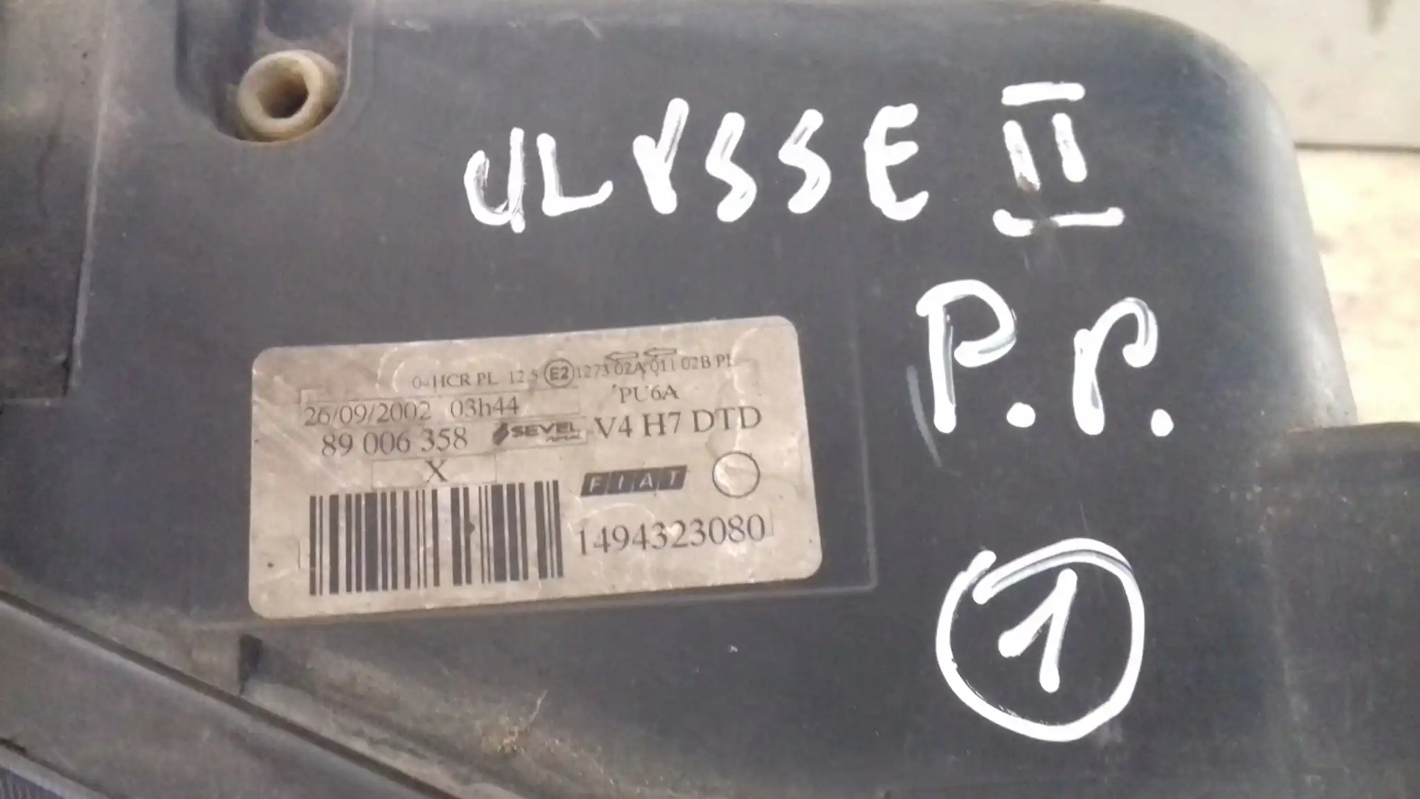 LAMPA PRAWY PRZÓD PRZEDNIA 1494323080 FIAT ULYSSE II 02-10