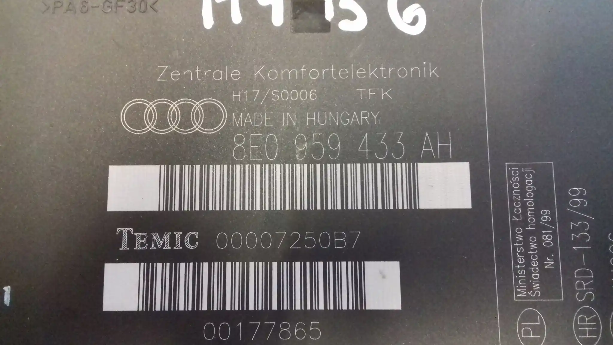 MODUŁ KOMFORTU 8E0959433AH AUDI A4 B6 00-06