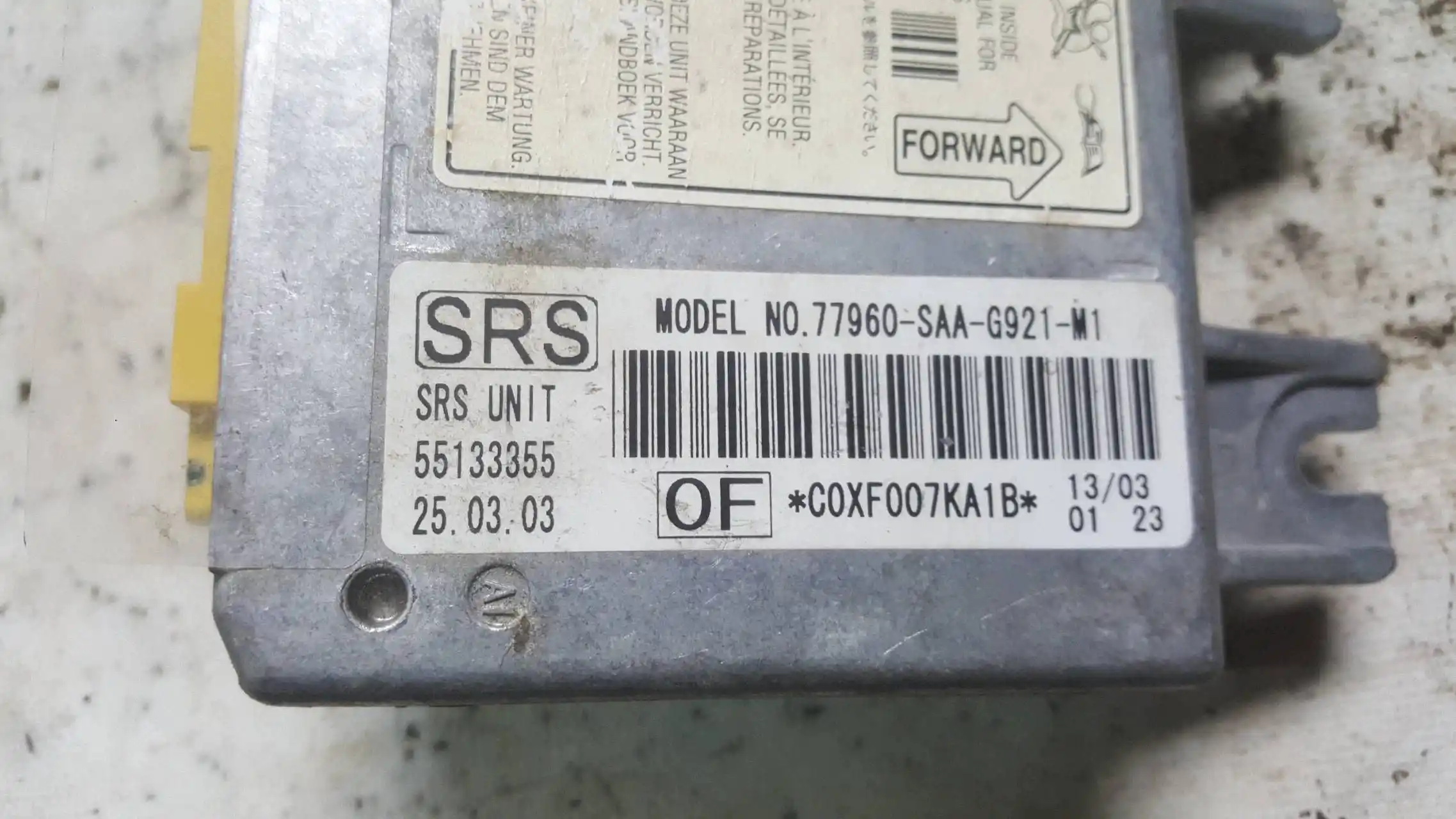 MODUŁ SENSOR AIRBAG 77960SAAG921M1 HONDA JAZZ II 02-08