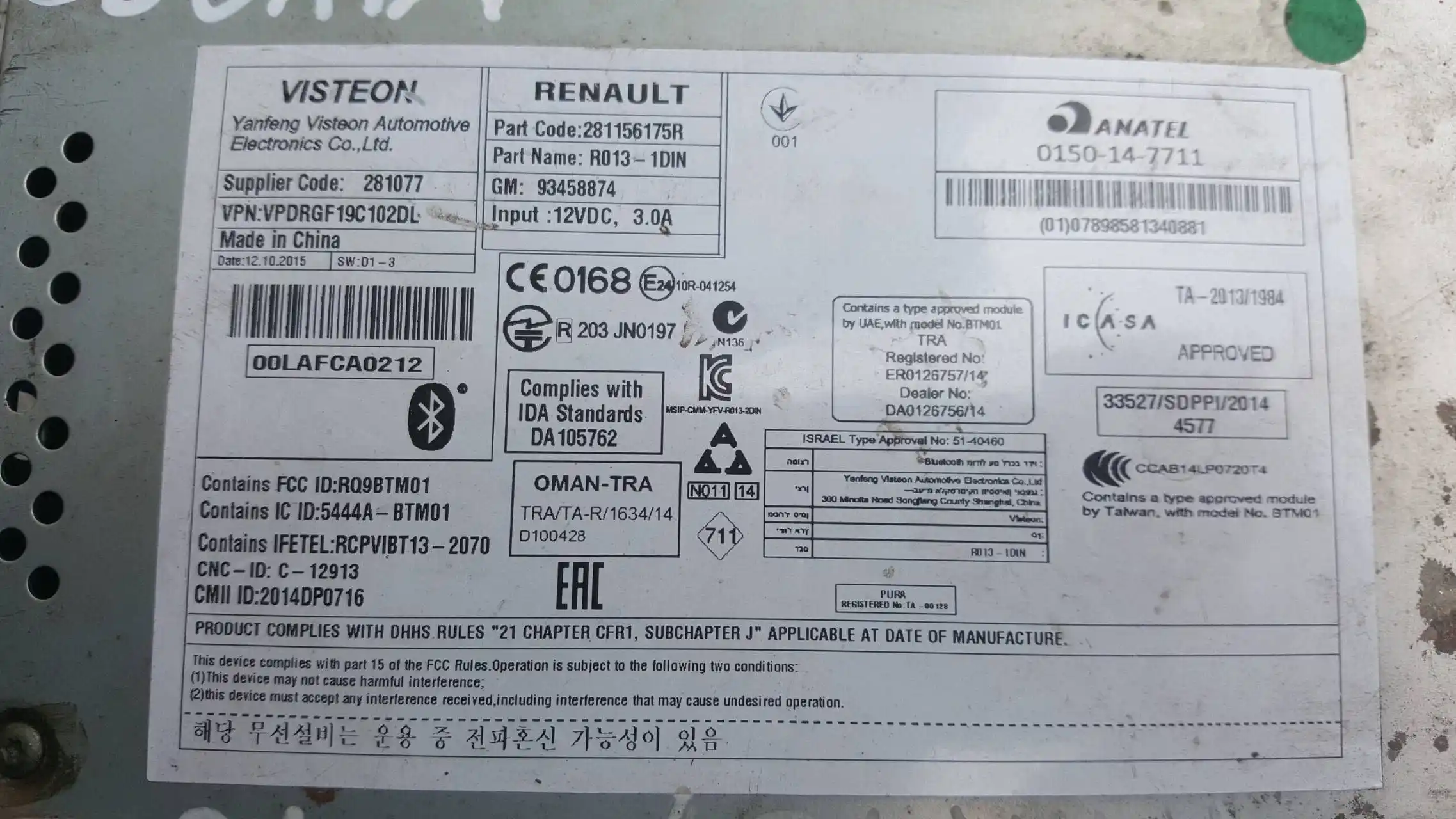 RADIO RADIOODTWARZACZ 281156175R 0150147711 OPEL VIVARO TRAFIC III 15-