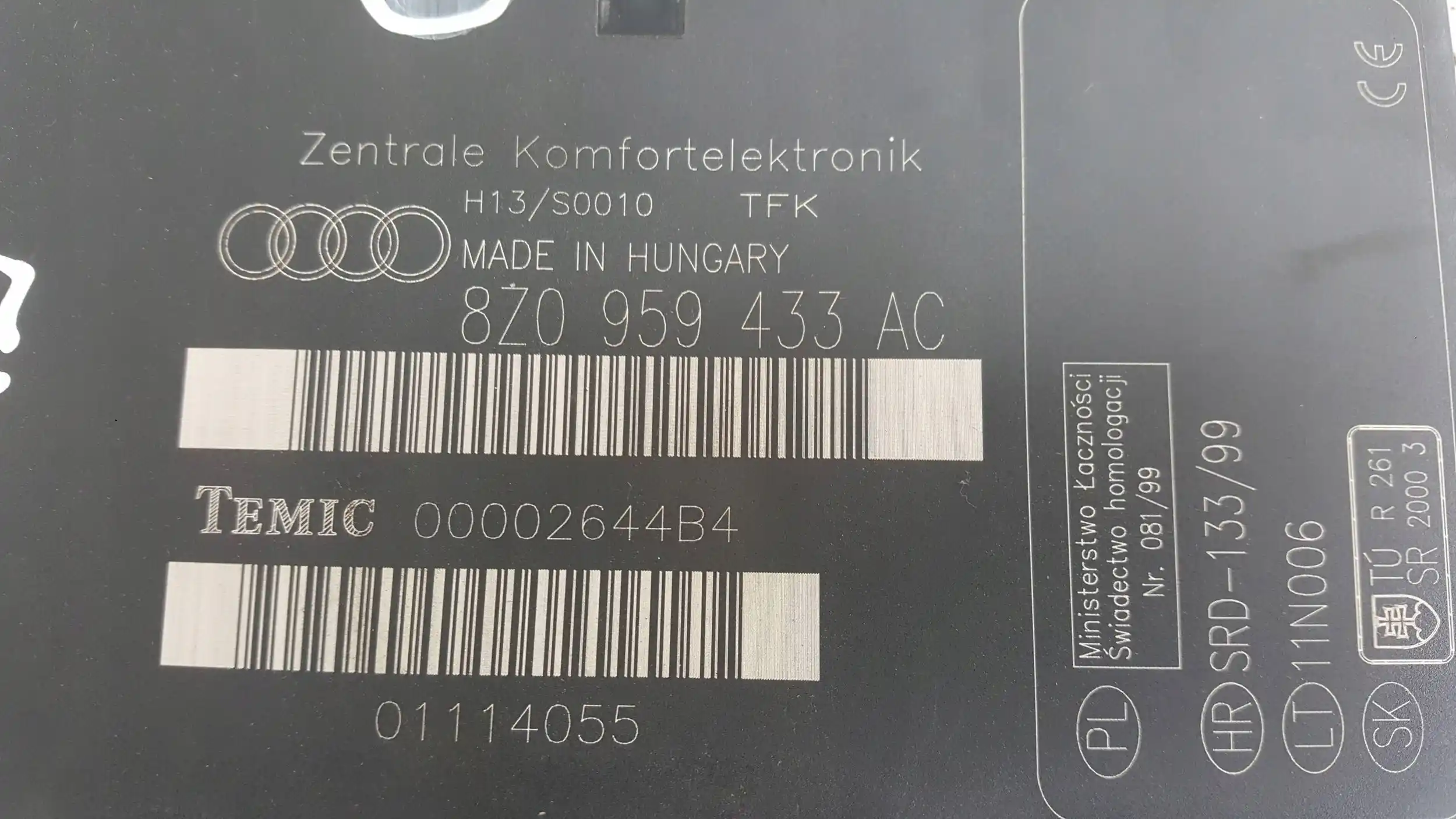 MODUŁ KOMFORTU STEROWNIK KOMPUTER 8Z0959433AC AUDI A2 1.4 TDI 99-