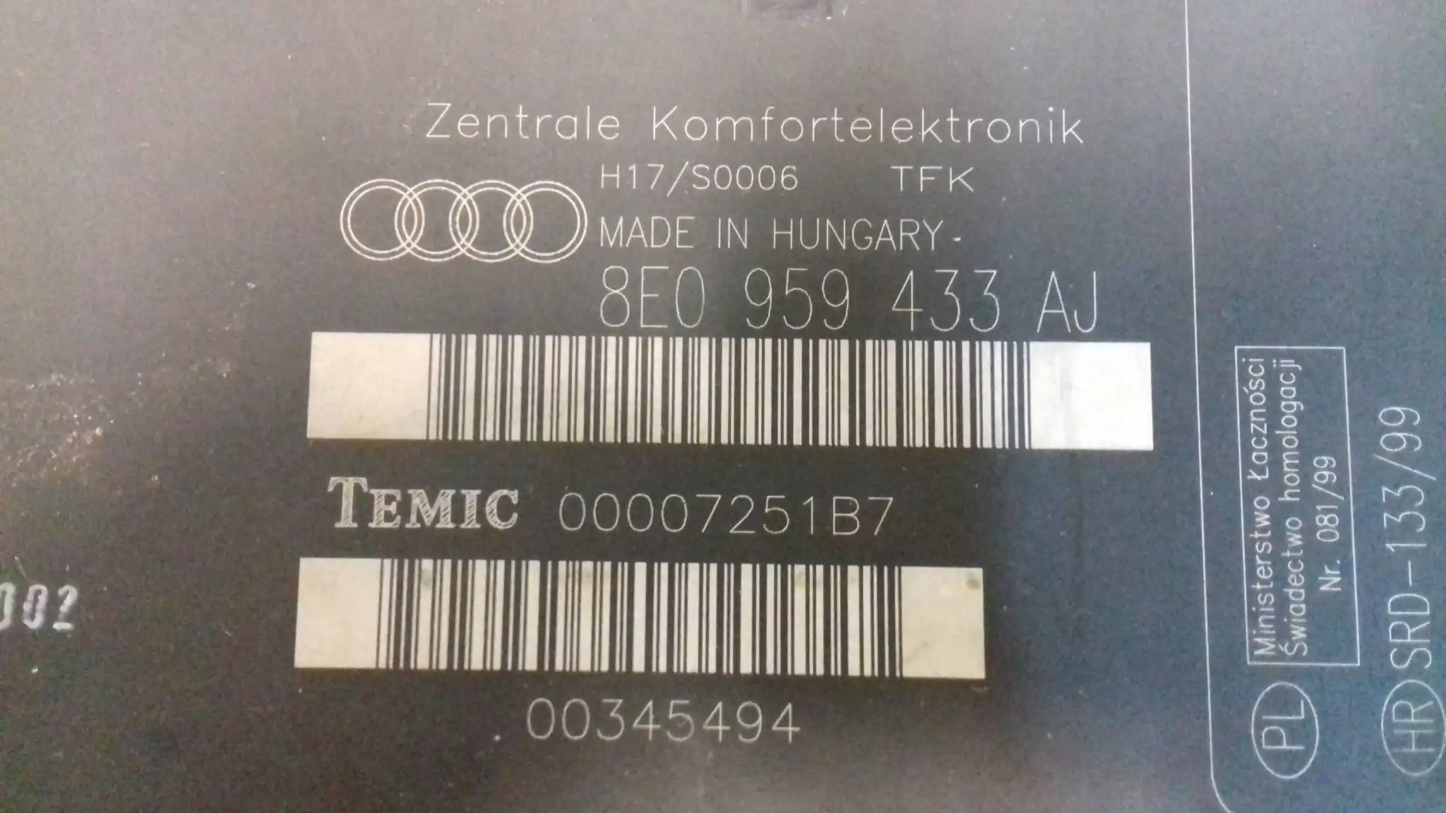 MODUŁ KOMFORTU 8E0959433AJ AUDI A4 B6 00-
