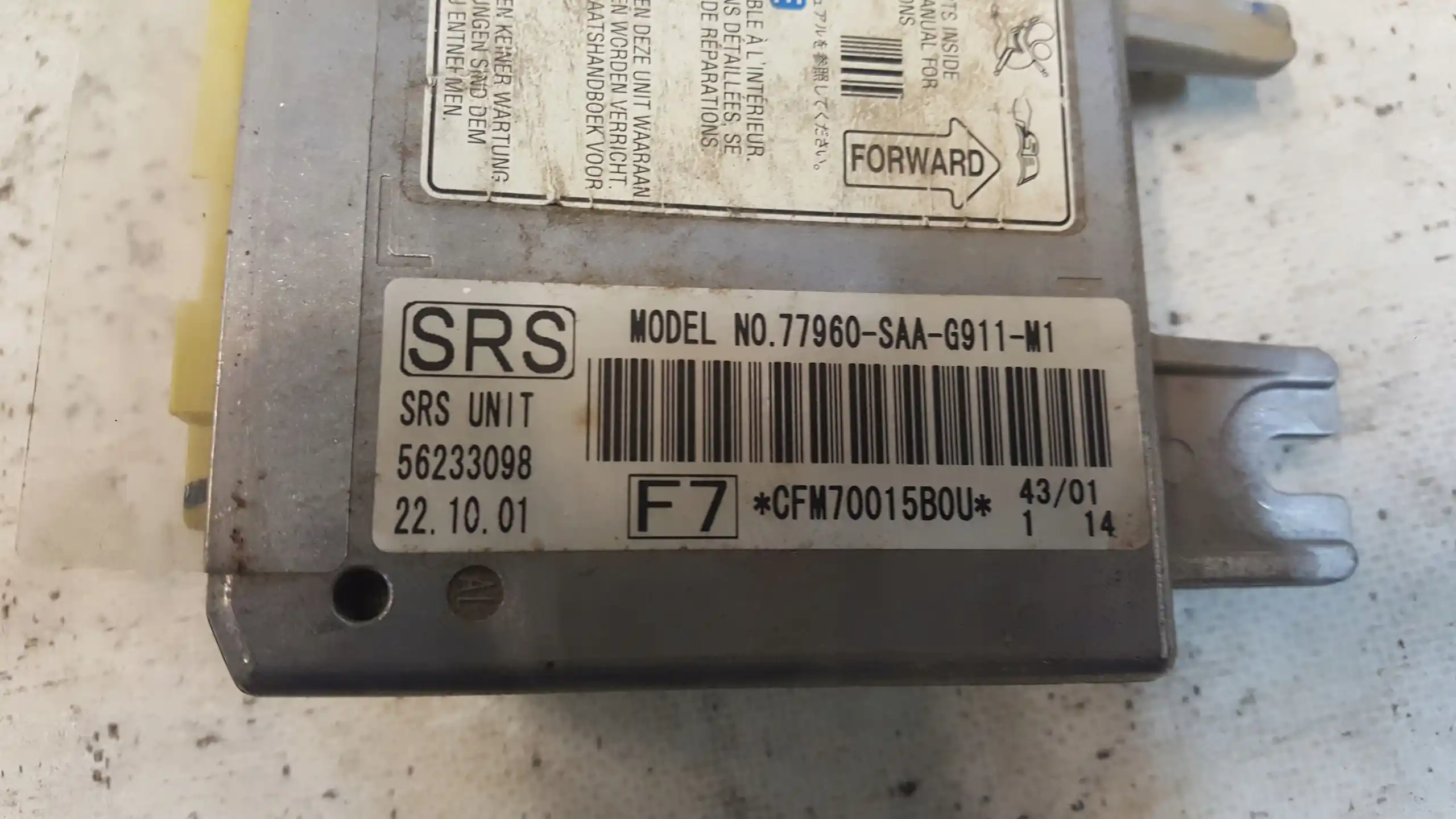 MODUŁ STEROWNIK SENSOR AIRBAG 77960SAAG911M1 HONDA JAZZ 02-08