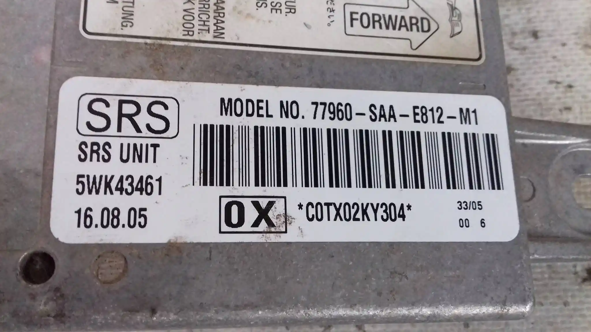 MODUŁ STEROWNIK SENSOR AIRBAG 77960SAAE812M1 HONDA JAZZ 02-08
