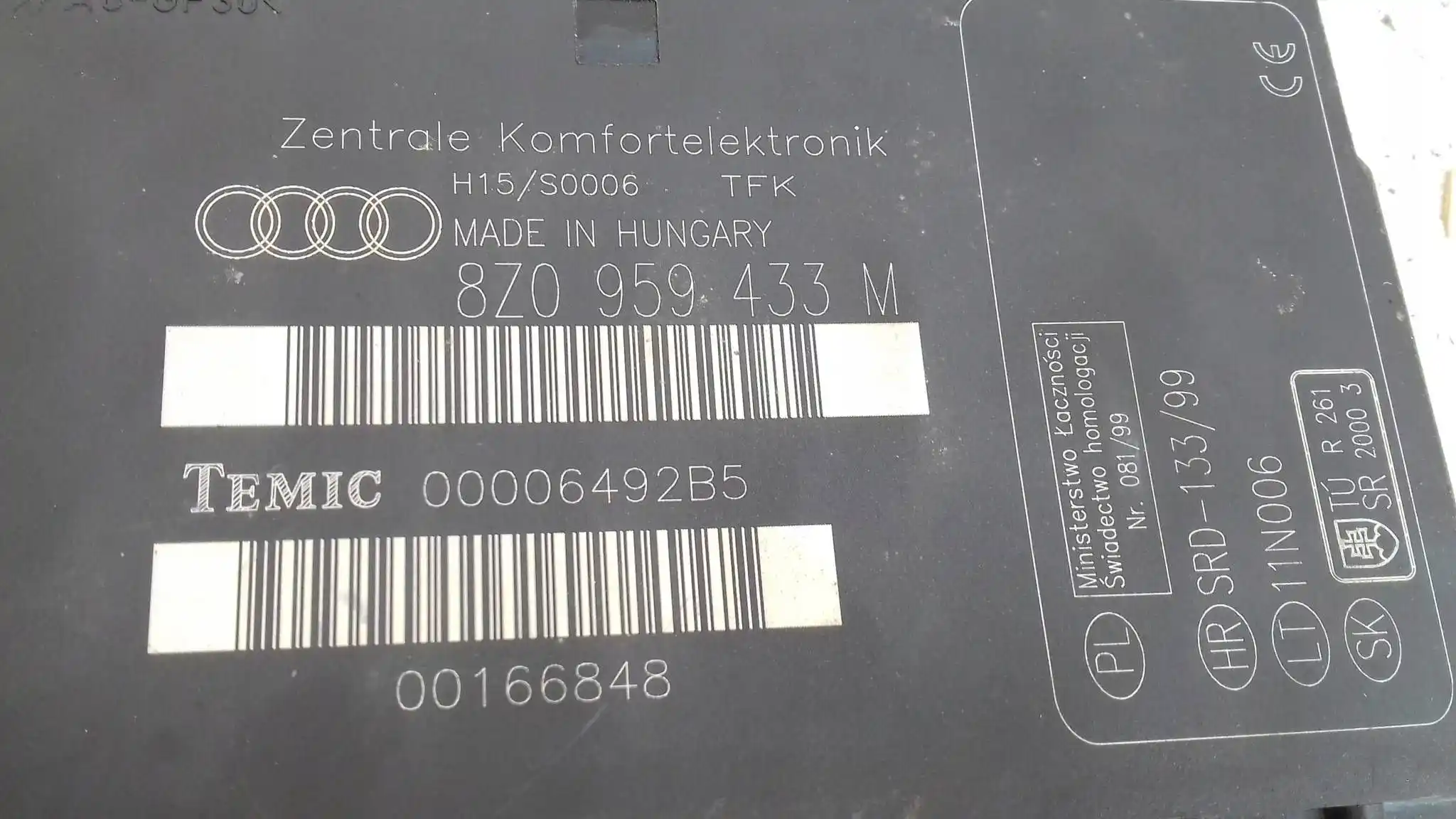 MODUŁ KOMFORTU 8Z0959433M AUDI A2 99-