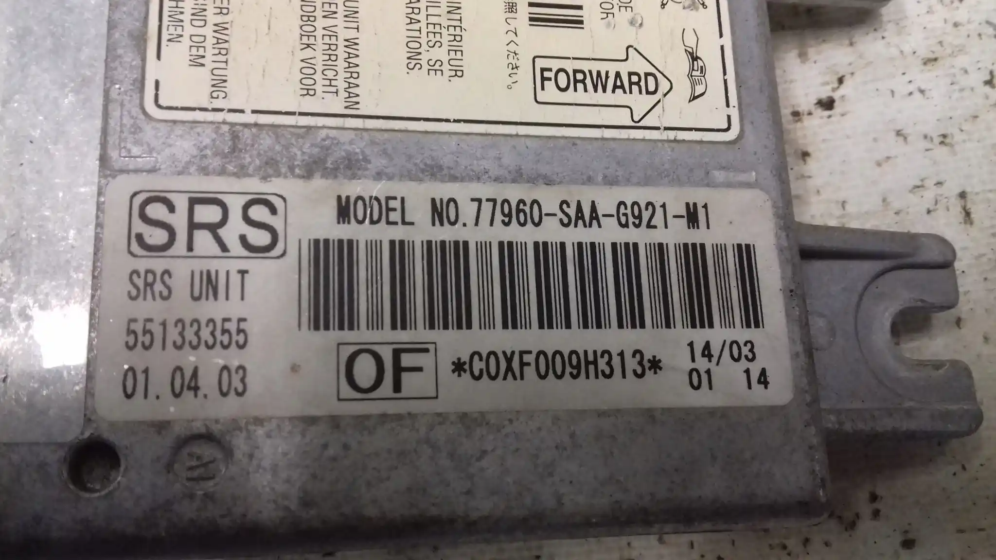 MODUŁ AIRBAG 77960SAAG921M1 HONDA JAZZ II 02-08