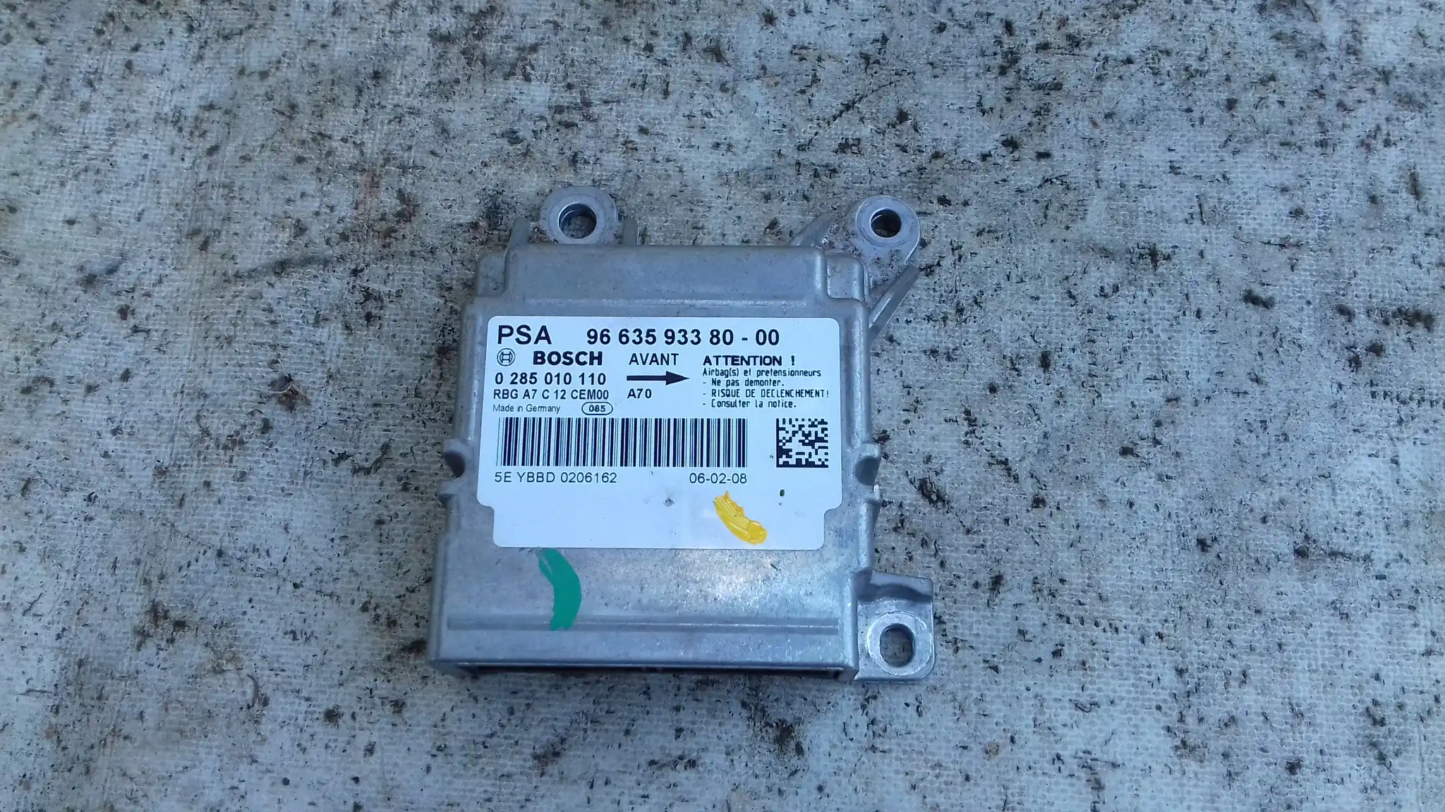 MODUŁ AIRBAG 9663593380 0285010110 PEUGEOT 207 06-