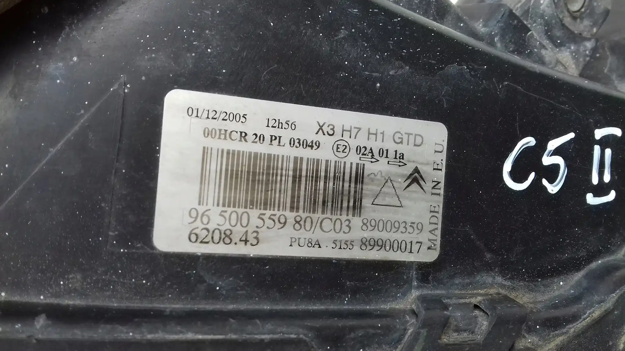 LAMPA LEWY PRZÓD PRZEDNIA 9650055980 CITROEN C5 II 04-08