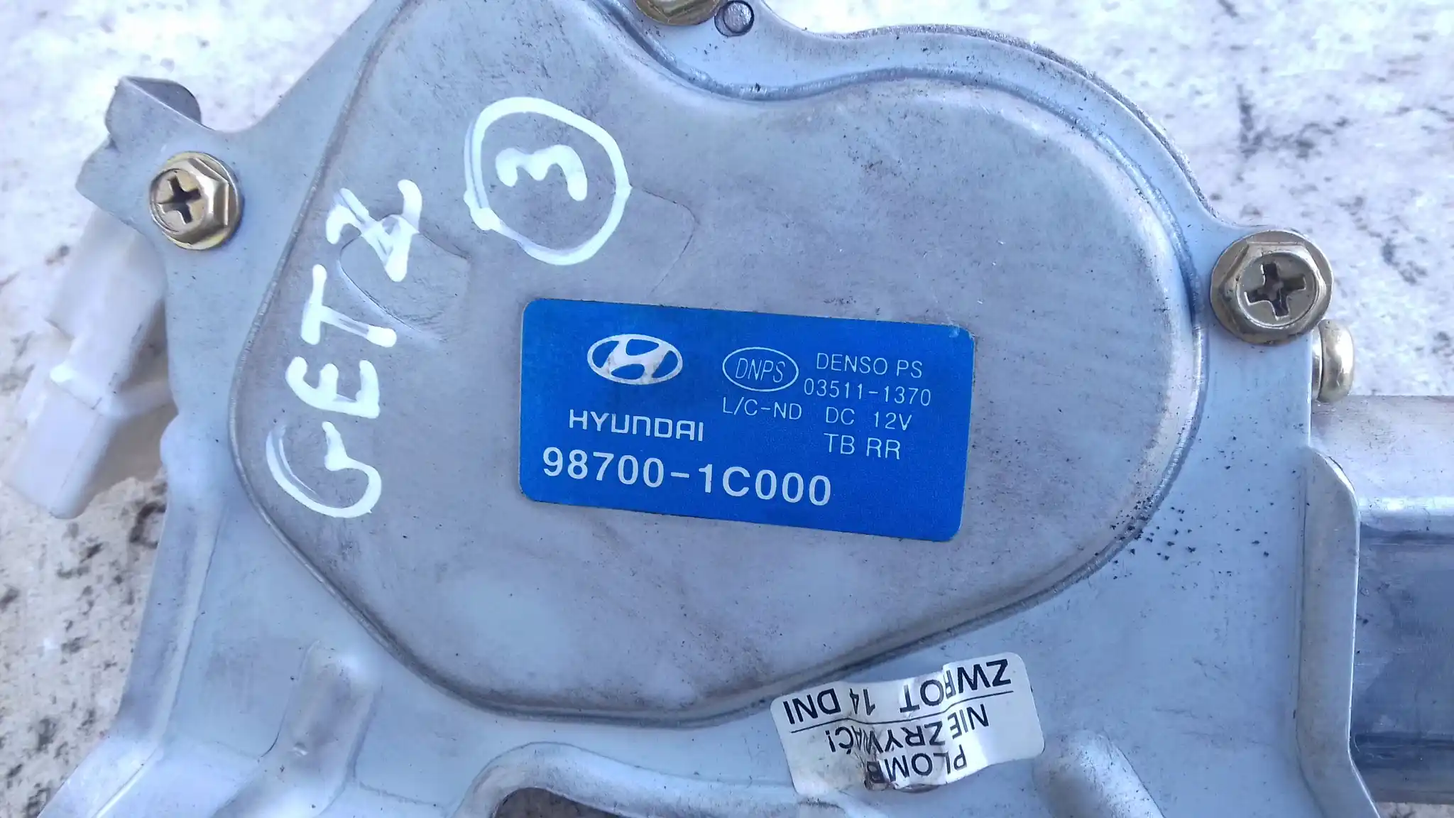 SILNICZEK WYCIERACZEK TYŁ TYLNY 987001C000 HYUNDAI GETZ 02-