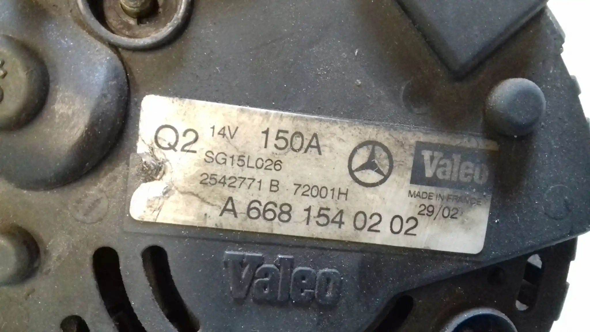 ALTERNATOR A6681540202 MERCEDES VANEO W414 1.7 CDI 01-
