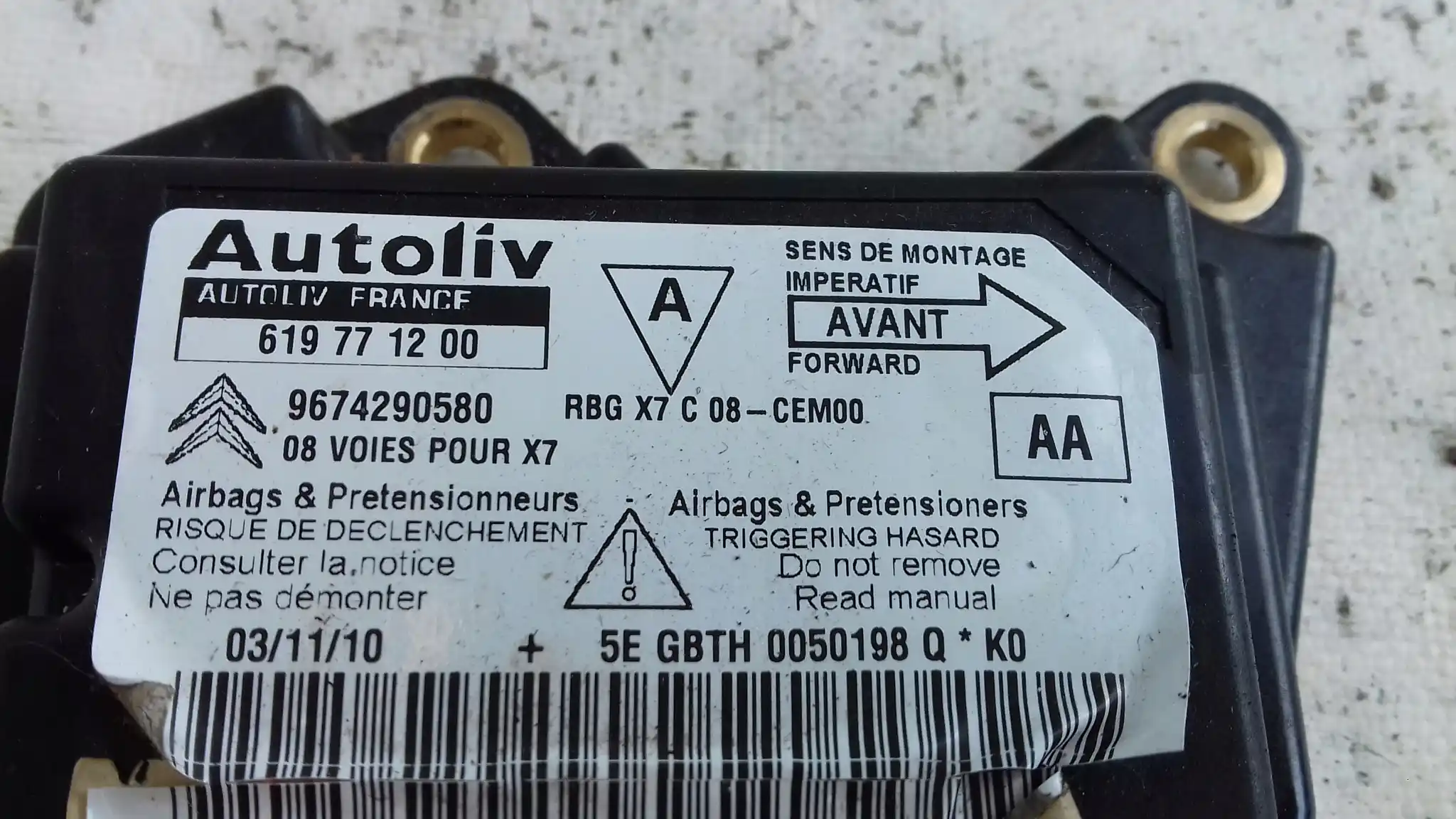 MODUŁ STEROWNIK SENSOR AIRBAG 9674290580 CITROEN C5 III X7 07-